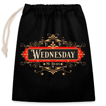 C’est mercredi mes gars! - Sac cadeau en coton avec cordon (25 x 30 cm) - noir - Devant