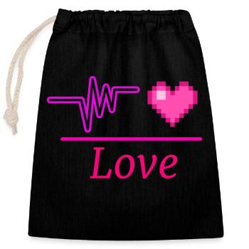 Love - Closable cotton gift bag (25x30cm) - black - Front