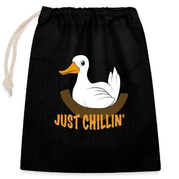 Drôle de canard disant Juste glaçant - Sac cadeau en coton avec cordon (25 x 30 cm) - noir - Devant