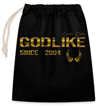 Godlike since 2004 - Verschließbarer Geschenkbeutel aus Baumwolle (25x30cm) - Schwarz - Vorne