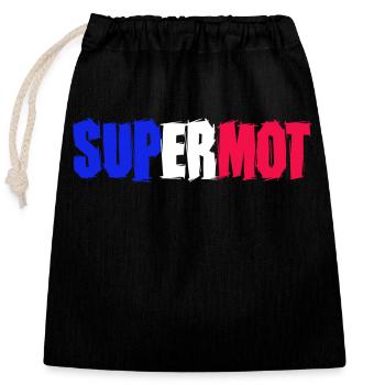 Supermot logo blue white red - Closable cotton gift bag (25x30cm) - black - Front