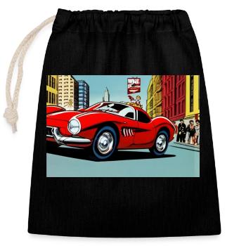 Retro sports car red 1960s - Closable cotton gift bag (25x30cm) - black - Front