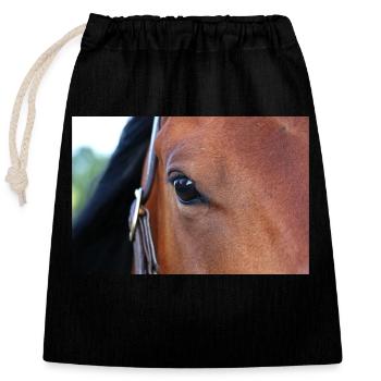 Horse's eye - Closable cotton gift bag (25x30cm) - black - Front
