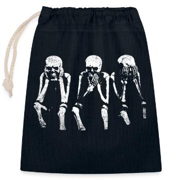N’entendez rien, ne dites rien, ne voyez rien - Sac cadeau en coton avec cordon (25 x 30 cm) - bleu marine - Devant