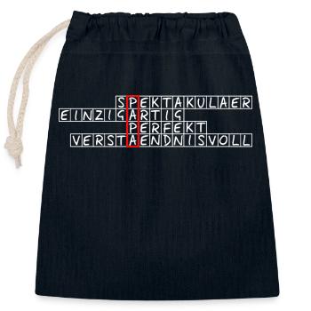 PAPA Kreuzworträtsel - Vatertag/ Geburtstag - Verschließbarer Geschenkbeutel aus Baumwolle (25x30cm) - Navy - Vorne