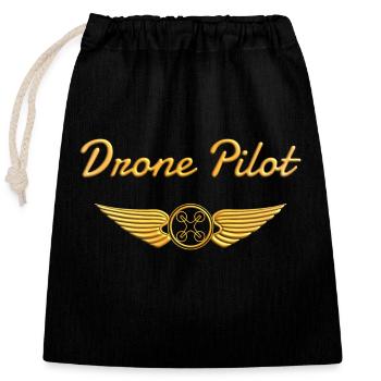 Pilote de drone Drohne - Sac cadeau en coton avec cordon (25 x 30 cm) - noir - Devant