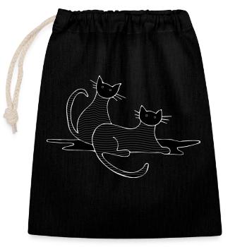 Cats - Closable cotton gift bag (25x30cm) - black - Front