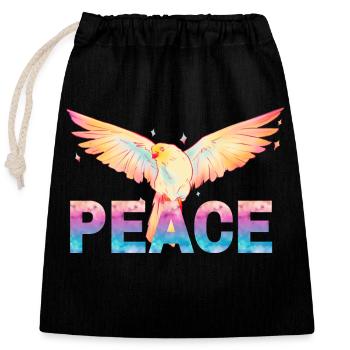 Peace - Closable cotton gift bag (25x30cm) - black - Front