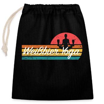 Bier - Weißbier Yoga Retro Vintage Sonnenuntergang - Verschließbarer Geschenkbeutel aus Baumwolle (25x30cm) - Schwarz - Vorne