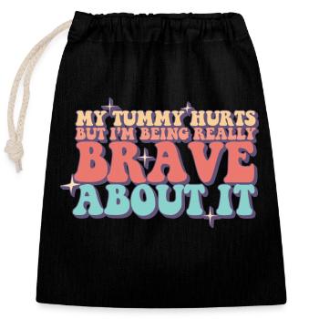 My Tummy Hurts Funny Lactose Intolerance Tummy - Closable cotton gift bag (25x30cm) - black - Front