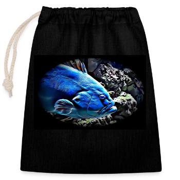 Animals #03 - Closable cotton gift bag (25x30cm) - black - Front