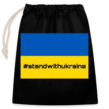 Stand with Ukraine! - Closable cotton gift bag (25x30cm) - black - Front