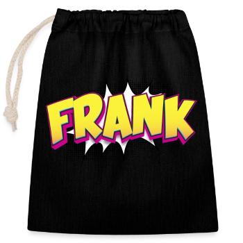 Frank Nom personnalisé Style bande dessinée Pop Art, Frank - Sac cadeau en coton avec cordon (25 x 30 cm) - noir - Devant
