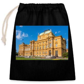Croatian National Theatre Zagreb Croatia - Closable cotton gift bag (25x30cm) - black - Front