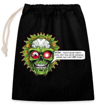 Marijuana - Comic Skull - Closable cotton gift bag (25x30cm) - black - Front