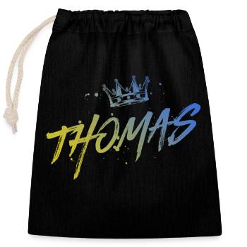 Thomas - Closable cotton gift bag (25x30cm) - black - Front