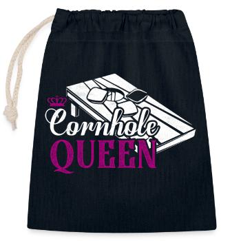Cornhole Queen Bean Bag Toss Player - Sac cadeau en coton avec cordon (25 x 30 cm) - bleu marine - Devant
