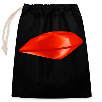 Roter Edelstein - Verschließbarer Geschenkbeutel aus Baumwolle (25x30cm) - Schwarz - Vorne