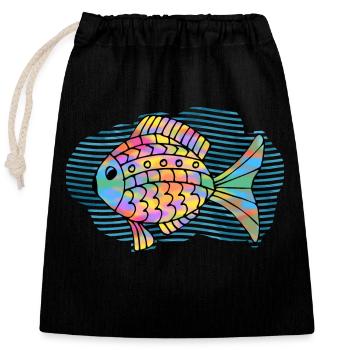 Fish - Closable cotton gift bag (25x30cm) - black - Front