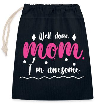 Well Done mom I ́m Awesome - Closable cotton gift bag (25x30cm) - navy - Front
