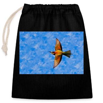 Bee-eaters in flight - Closable cotton gift bag (25x30cm) - black - Front
