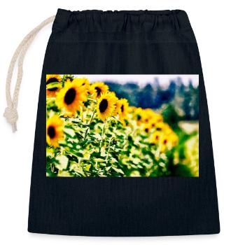 Sunflowers - Closable cotton gift bag (25x30cm) - navy - Front