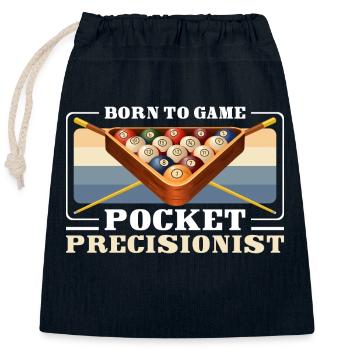 Pool Billiard Player Cue 8-Ball - Closable cotton gift bag (25x30cm) - navy - Front
