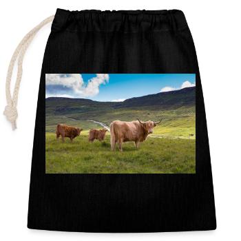 Bovins écossais des Highlands - Sac cadeau en coton avec cordon (25 x 30 cm) - noir - Devant
