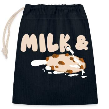 Milk and biscuits - Closable cotton gift bag (25x30cm) - navy - Front