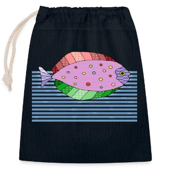 Fish - Closable cotton gift bag (25x30cm) - navy - Front