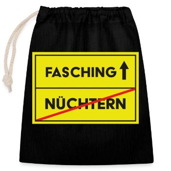 Straßenschild Fasching Kostüm nicht nüchtern - Verschließbarer Geschenkbeutel aus Baumwolle (25x30cm) - Schwarz - Vorne
