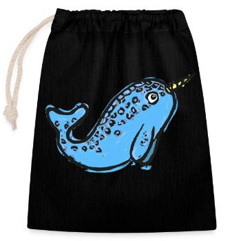 Illustration mignonne de narval - Sac cadeau en coton avec cordon (25 x 30 cm) - noir - Devant