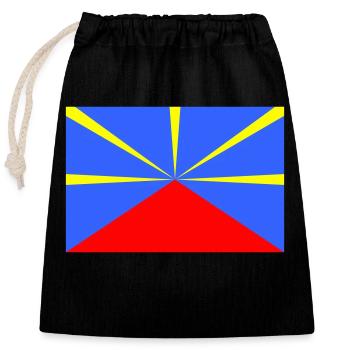Reunion Island flag / Drapeau Ile de la Réunion - Closable cotton gift bag (25x30cm) - black - Front