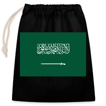 Saudi-Arabien / Saudi-Arabien Flagge - Verschließbarer Geschenkbeutel aus Baumwolle (25x30cm) - Schwarz - Vorne
