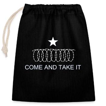 Texas Flag Come and Take It Razor wire - Closable cotton gift bag (25x30cm) - black - Front