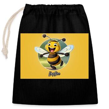 Pun ambiguous expression – HapBee (Happy Bee) - Closable cotton gift bag (25x30cm) - black - Front