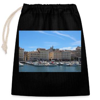 Notre Dame de la Garde in Marseille, Frankreich - Verschließbarer Geschenkbeutel aus Baumwolle (25x30cm) - Schwarz - Vorne