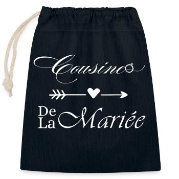 Cousine de la mariée - Sac cadeau en coton avec cordon (25 x 30 cm) - bleu marine - Devant