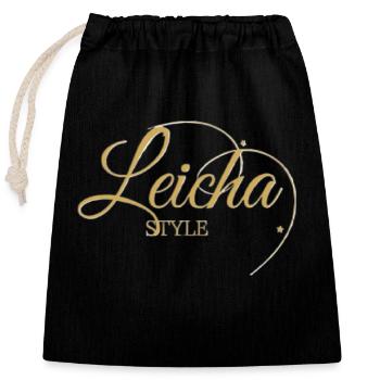 Leichas style - Closable cotton gift bag (25x30cm) - black - Front
