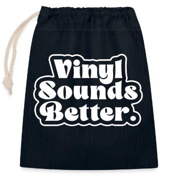 Le vinyle sonne mieux - Amateurs de musique rétro - Sac cadeau en coton avec cordon (25 x 30 cm) - bleu marine - Devant