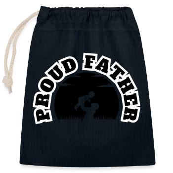 Fier Papa Fille Enfant Noir - Sac cadeau en coton avec cordon (25 x 30 cm) - bleu marine - Devant
