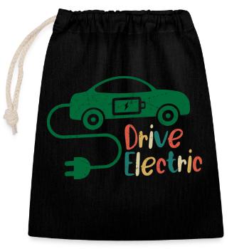 Drive Electric EV Driver Charge Car - Closable cotton gift bag (25x30cm) - black - Front