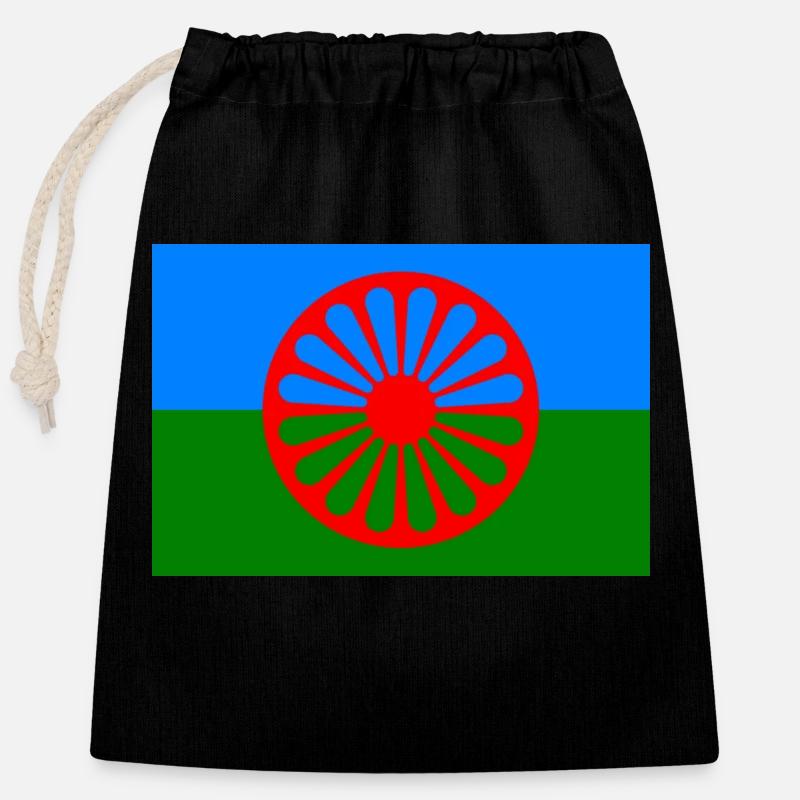115552801 179234121 Roma flags - Closable cotton gift bag (25x30cm) - black