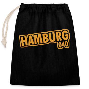 Hambourg - 040 - Ville hanséatique - Alster - Elbe - Sac cadeau en coton avec cordon (25 x 30 cm) - noir - Devant