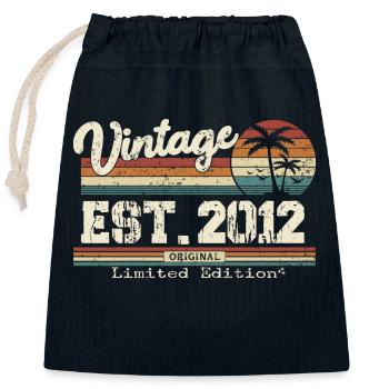2012 Vintage Millésime anniversaire Retro cadeau - Sac cadeau en coton avec cordon (25 x 30 cm) - bleu marine - Devant