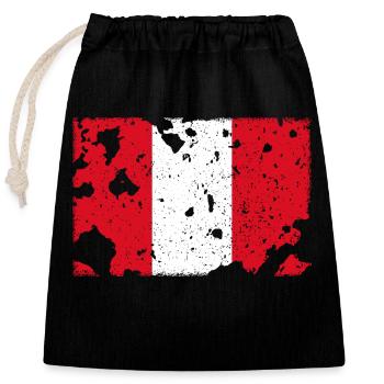 Peru Flag - Vintage - Closable cotton gift bag (25x30cm) - black - Front