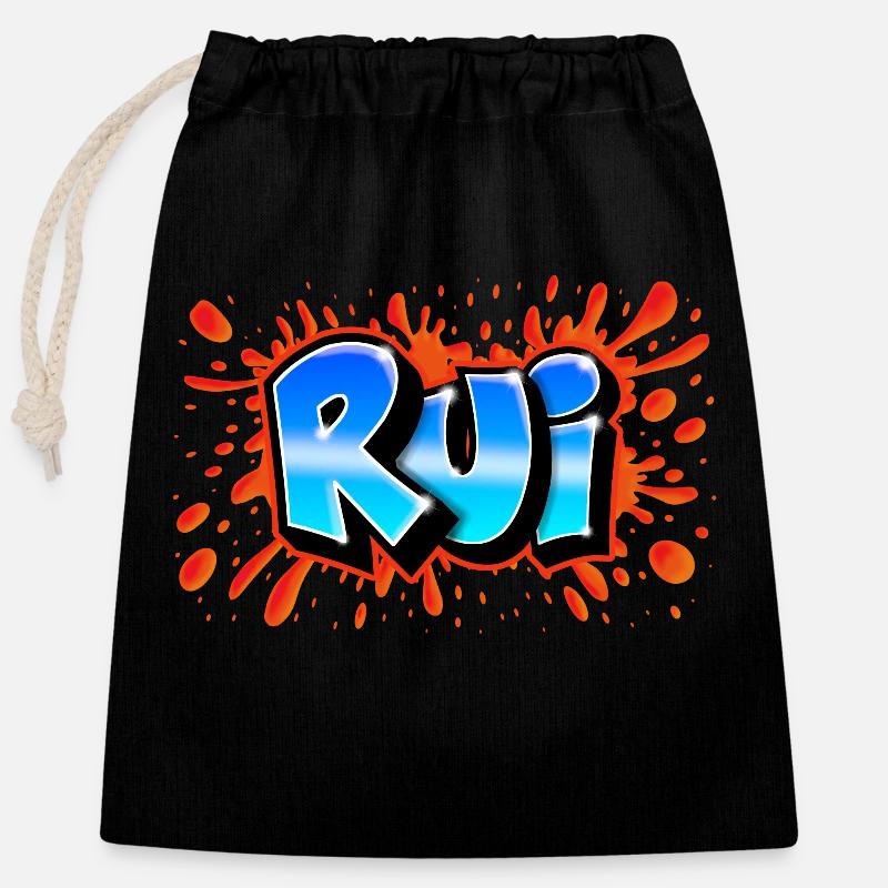 Red Rui+splash Name Graffiti - Closable cotton gift bag (25x30cm) - black