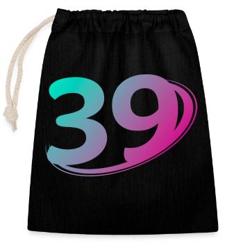Number 39 multicolor - Closable cotton gift bag (25x30cm) - black - Front