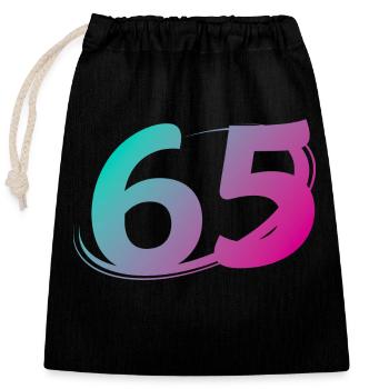 Number 65 multicolor - Closable cotton gift bag (25x30cm) - black - Front