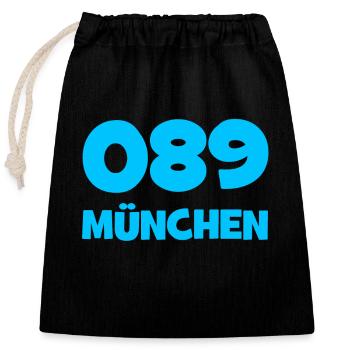 089 München Vorwahl Telefon telefonieren Bayern - Verschließbarer Geschenkbeutel aus Baumwolle (25x30cm) - Schwarz - Vorne